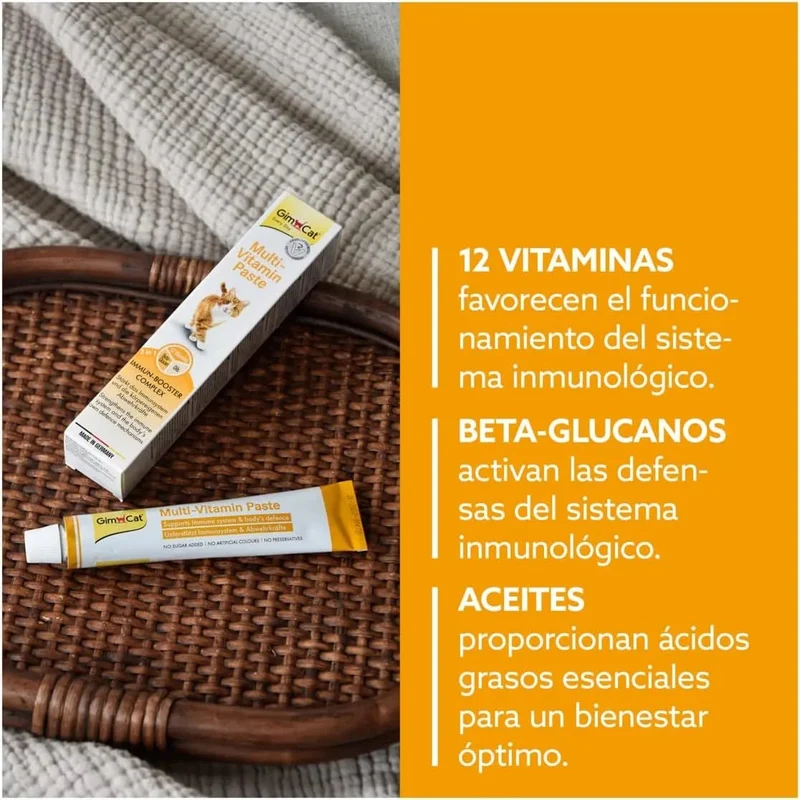 GimCat Multi-vitamina pasta multivitaminas - snack saudável para gatos que ativa as defesas e fortalece o sistema imunitário