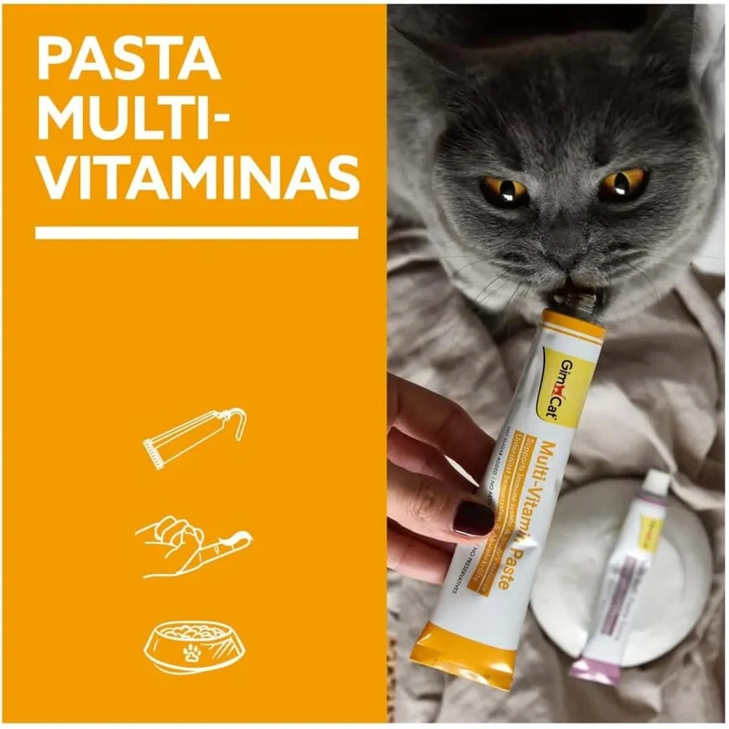 GimCat Multi-vitamina pasta multivitaminas - snack saudável para gatos que ativa as defesas e fortalece o sistema imunitário