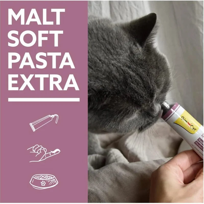 GimCat Malt-Soft Extra, pasta com malte - Anti-Hairball snack para gatos favorece a excreção de bolas de pelo