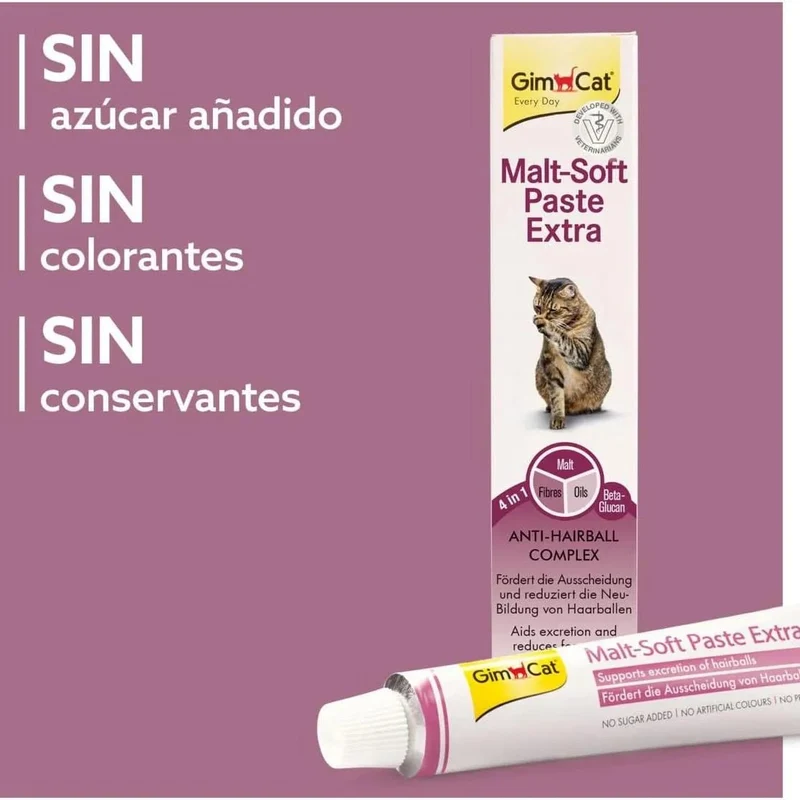 GimCat Malt-Soft Extra, pasta com malte - Anti-Hairball snack para gatos favorece a excreção de bolas de pelo