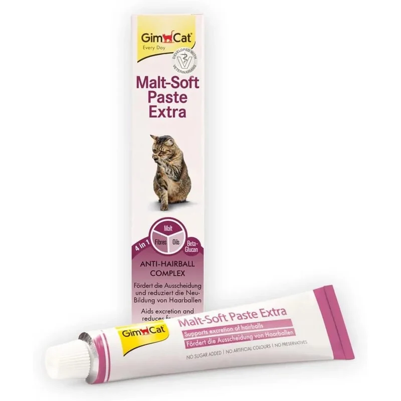 GimCat Malt-Soft Extra, pasta com malte - Anti-Hairball snack para gatos favorece a excreção de bolas de pelo