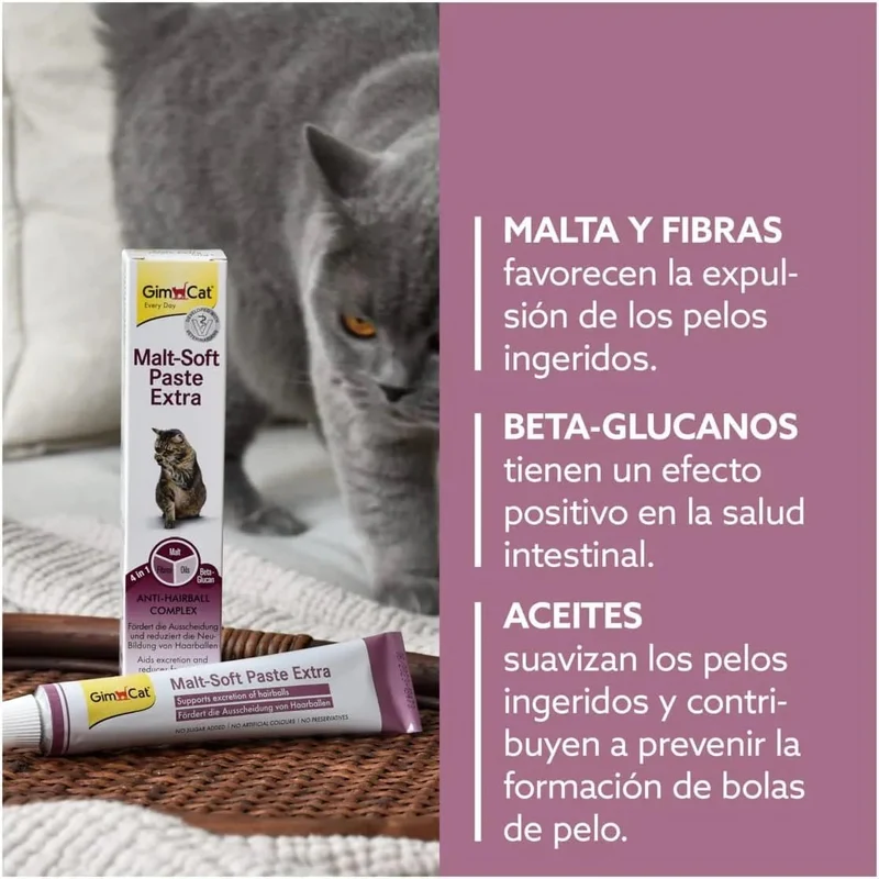 GimCat Malt-Soft Extra, pasta com malte - Anti-Hairball snack para gatos favorece a excreção de bolas de pelo