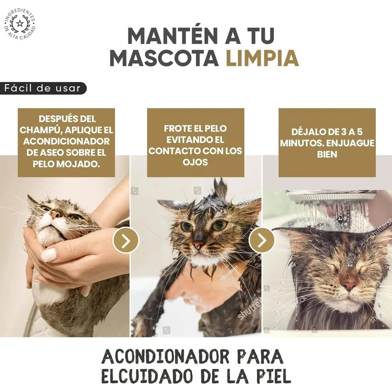 Condicionador para cães e gatos (500 ml) - Hidratante e Desembaraçante para peles sensíveis, suave para todos os tipos de pêlo e raças, hipoalergénico com óleo de côco e lavanda