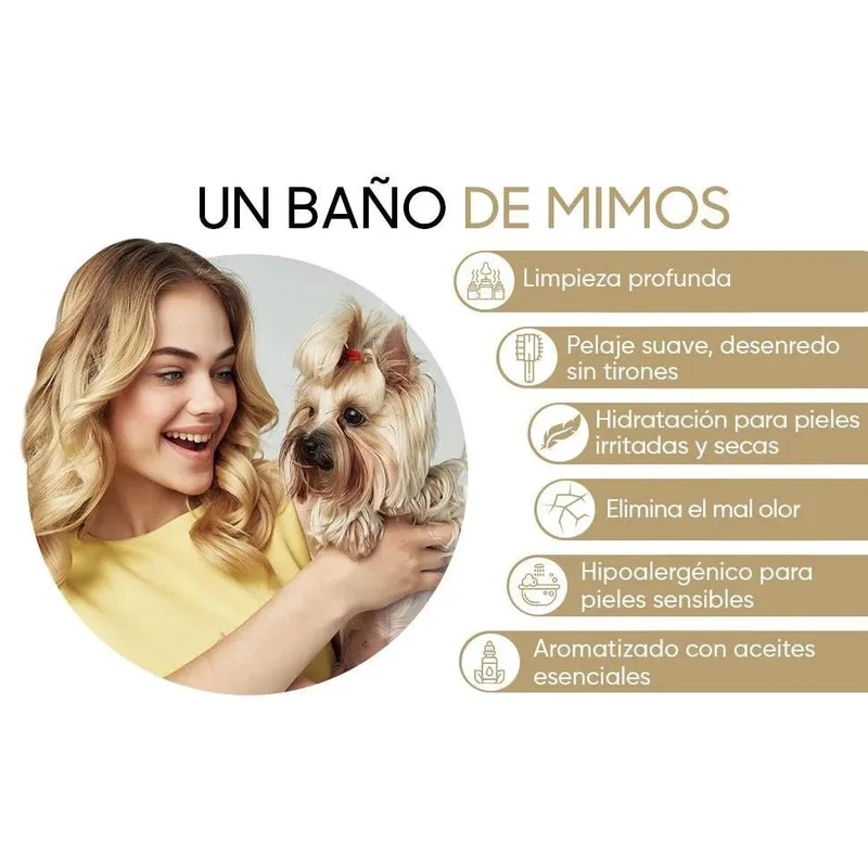 Condicionador para cães e gatos (500 ml) - Hidratante e Desembaraçante para peles sensíveis, suave para todos os tipos de pêlo e raças, hipoalergénico com óleo de côco e lavanda