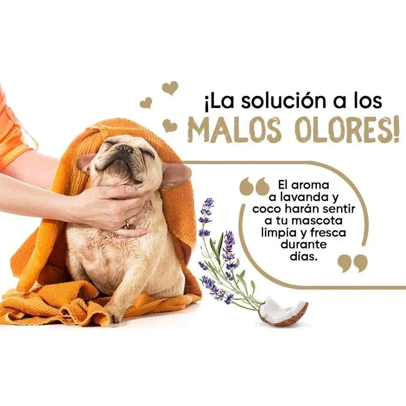 Condicionador para cães e gatos (500 ml) - Hidratante e Desembaraçante para peles sensíveis, suave para todos os tipos de pêlo e raças, hipoalergénico com óleo de côco e lavanda
