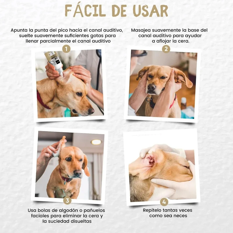 Limpador de ouvidos para cães e gatos (250 ml em gotas) - natural, com aloé vera e lavanda, sem álcool