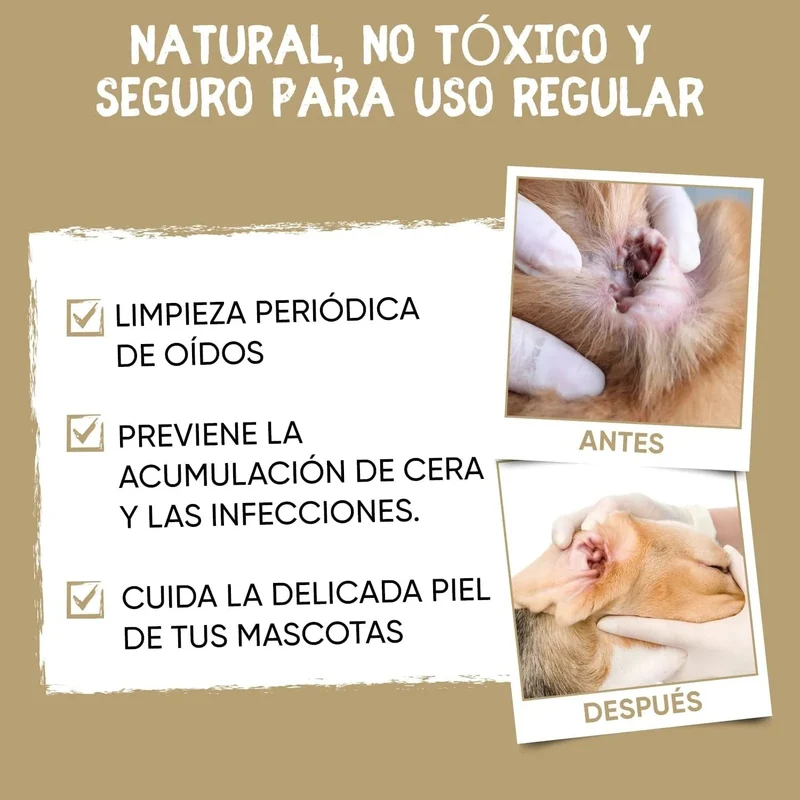 Limpador de ouvidos para cães e gatos (250 ml em gotas) - natural, com aloé vera e lavanda, sem álcool