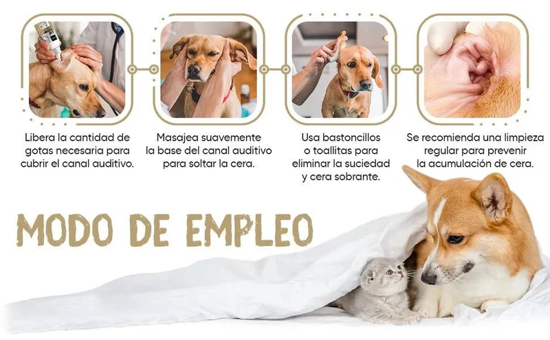 Limpador de ouvidos para cães e gatos (250 ml em gotas) - natural, com aloé vera e lavanda, sem álcool