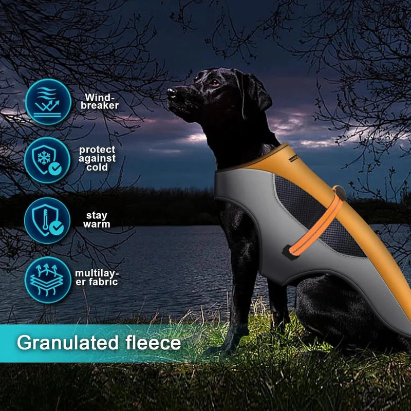 Casaco quente de Outono / Inverno para cães ou gatos, refletor, impermeável e à prova de vento - Fecho com velcro