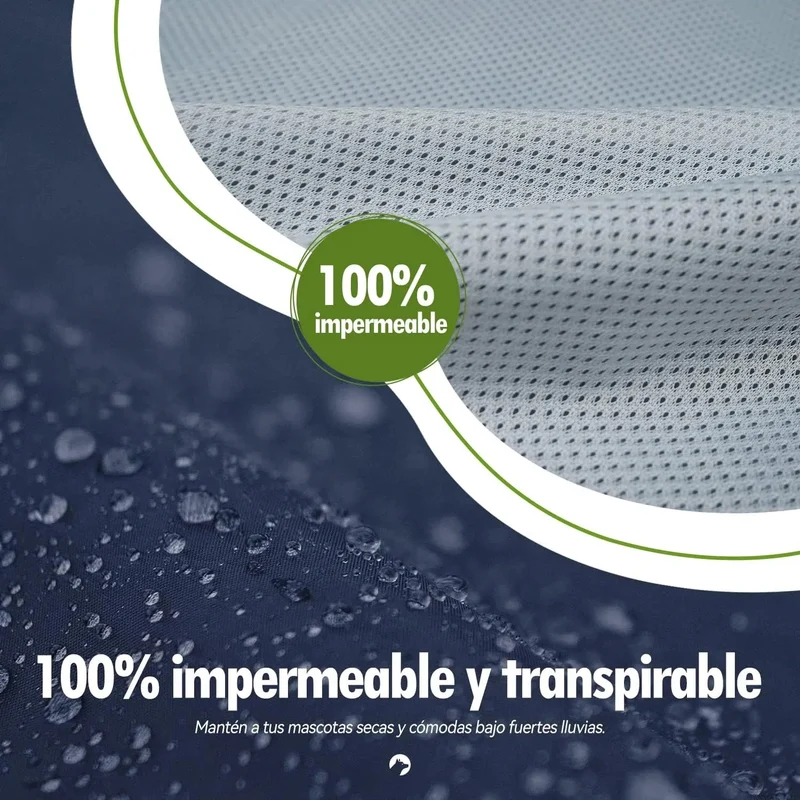 Impermeável para cães médios e grandes com capuz e gola, tiras refletoras de segurança, tecido ultraleve, respirável