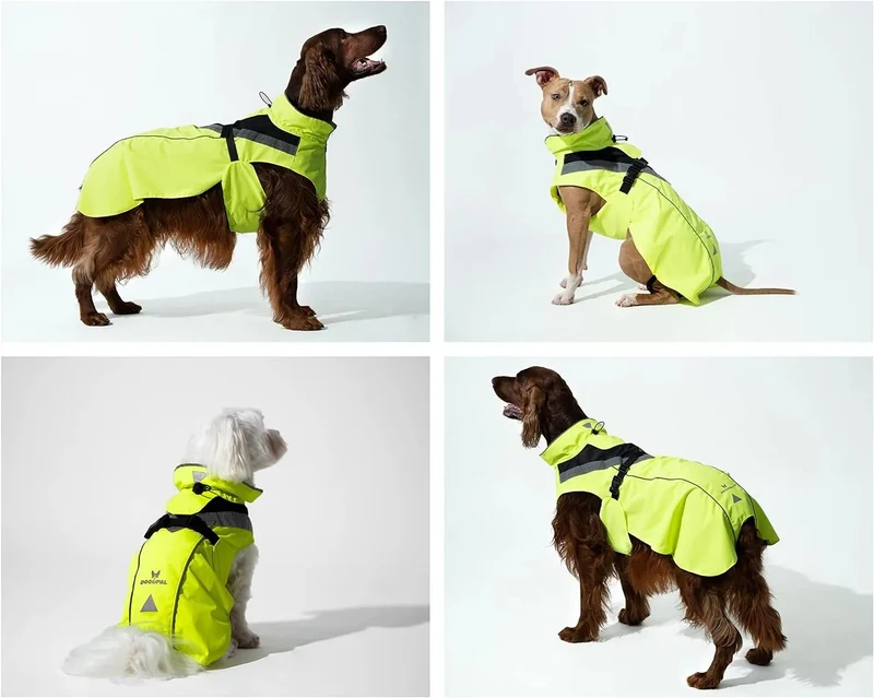 Capa / Blusão de chuva refletora e impermeável para cães, com abertura para arnês, para cães pequenos, médios e grandes
