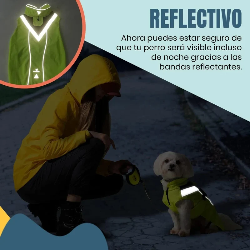 Capa / Blusão de chuva refletora e impermeável para cães, com abertura para arnês, para cães pequenos, médios e grandes