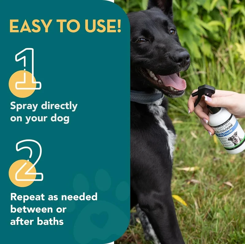 Colónia para cães em spray completamente natural / perfume em spray para cães | Aroma a Talco para bebés | Desodorizante, Desembaraçador e Condicionador de pelo em spray para cães, 250 ml