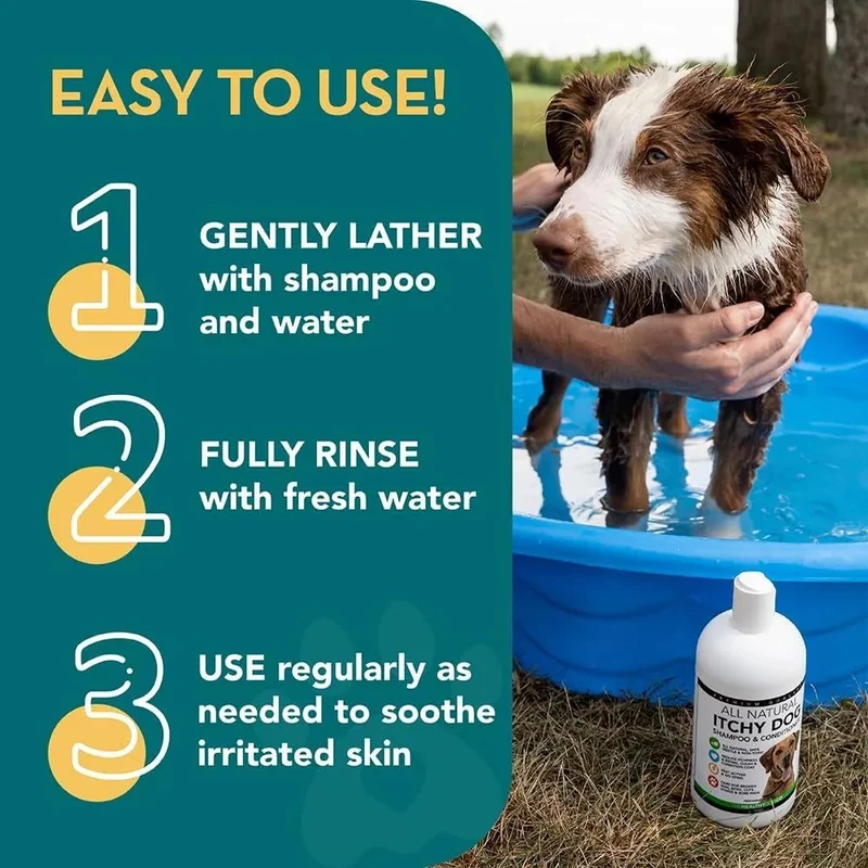 Champo e Condicionador anti-comichões para cães | alívio das comichões e cuidados com a pele | trata a comichão, a pele rachada e as feridas