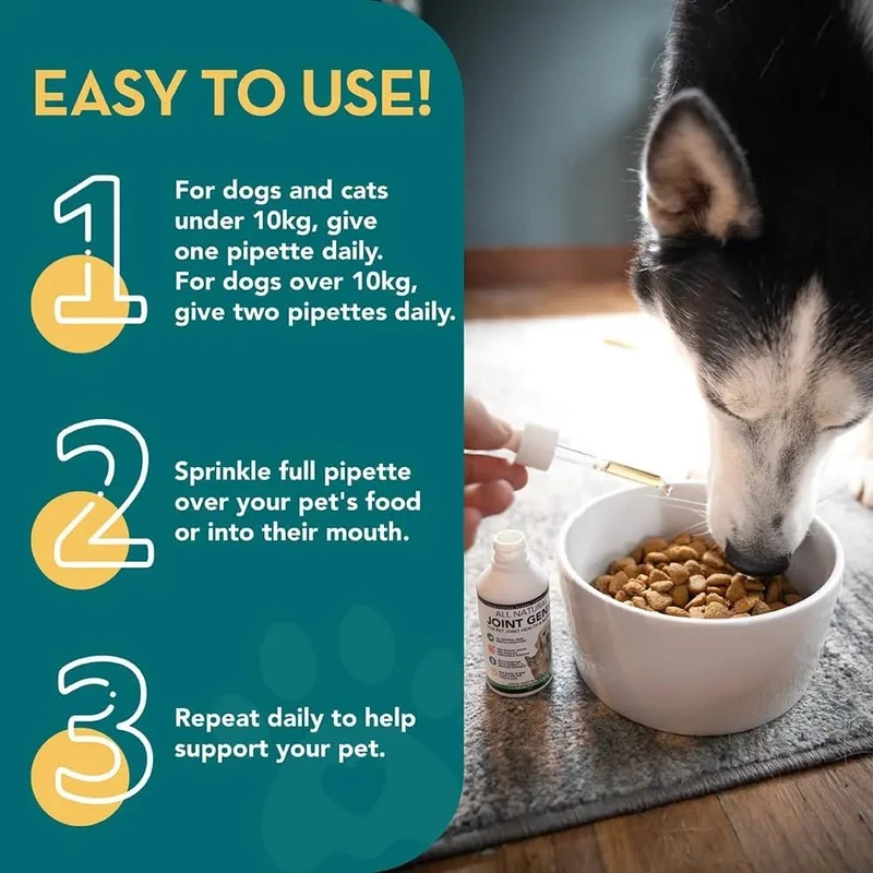 Suplementos para Articulações de cães e gatos - 100 Porções - Suplemento Natural Líquidos para articulação canina de ação rápida para cães idosos