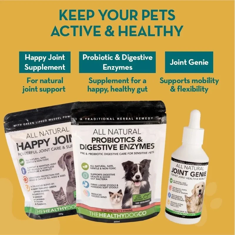 Happy Joint 100% Cuidado natural para cães e gatos - com açafrão e mexilhão de lábios verdes - melhor que os suplementos para articulações com glucosamina (160 Doses)