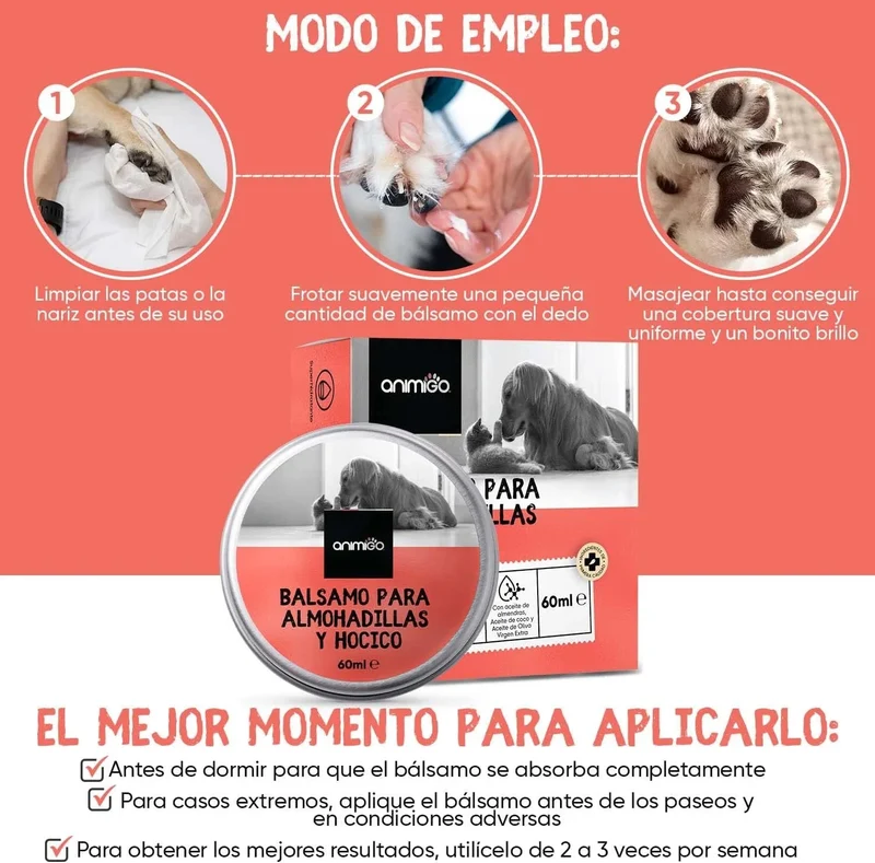 Bálsamo Protetor de almofadas das patas e de nariz de cães e gatos, creme hidratante natural, com cera de abelha e óleos essenciais, para irritação, comichão e pele rachada e seca
