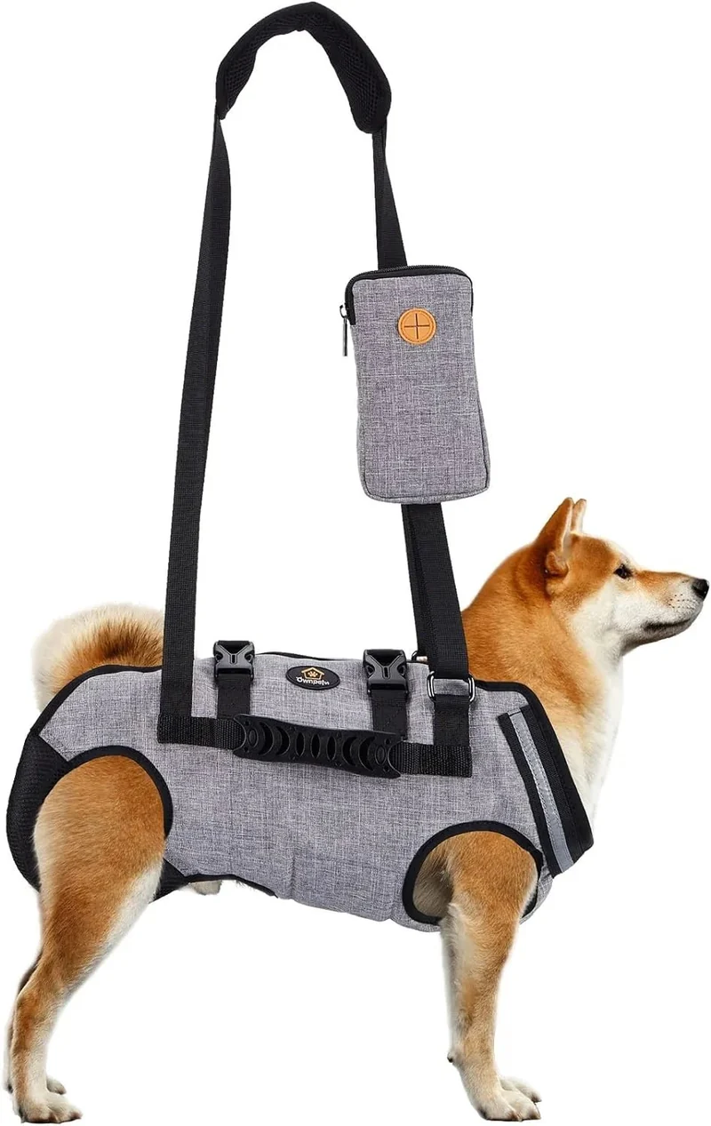 Arnês de elevação para cães, arnês de corpo inteiro cão, arnês de apoio para cães, macio, impermeável, ajustável, refletor, respirável, cinzento