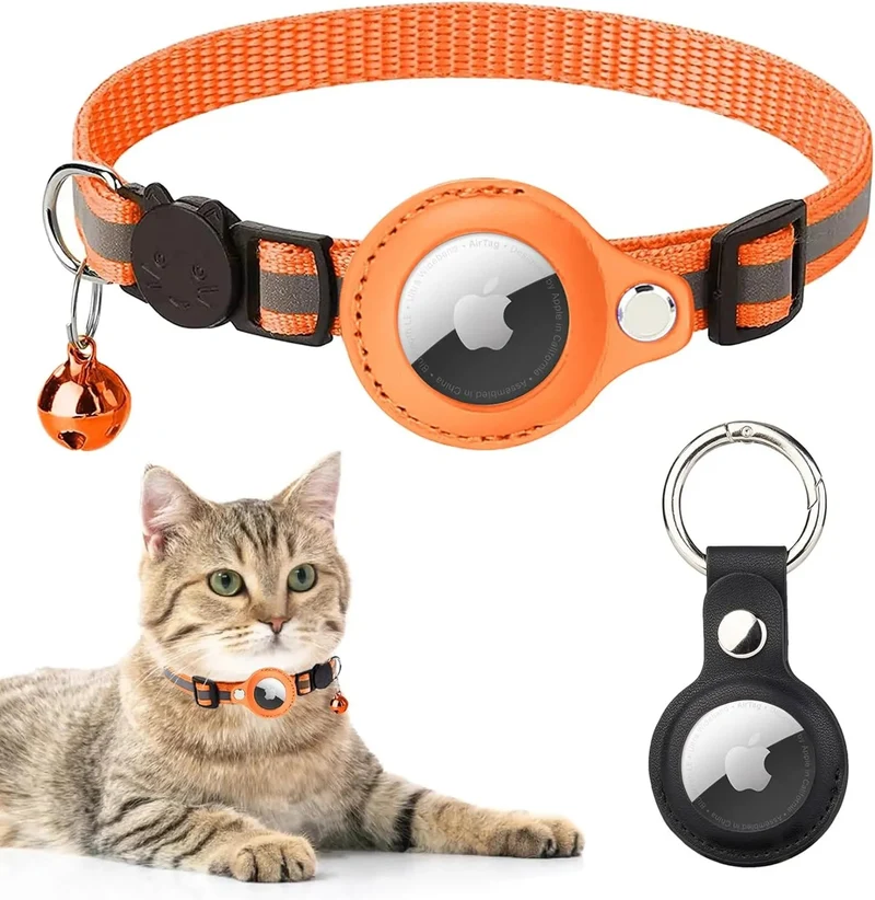 Coleira Refletora para Gatos, para localizador GPS Apple Air Tag (não incluído)