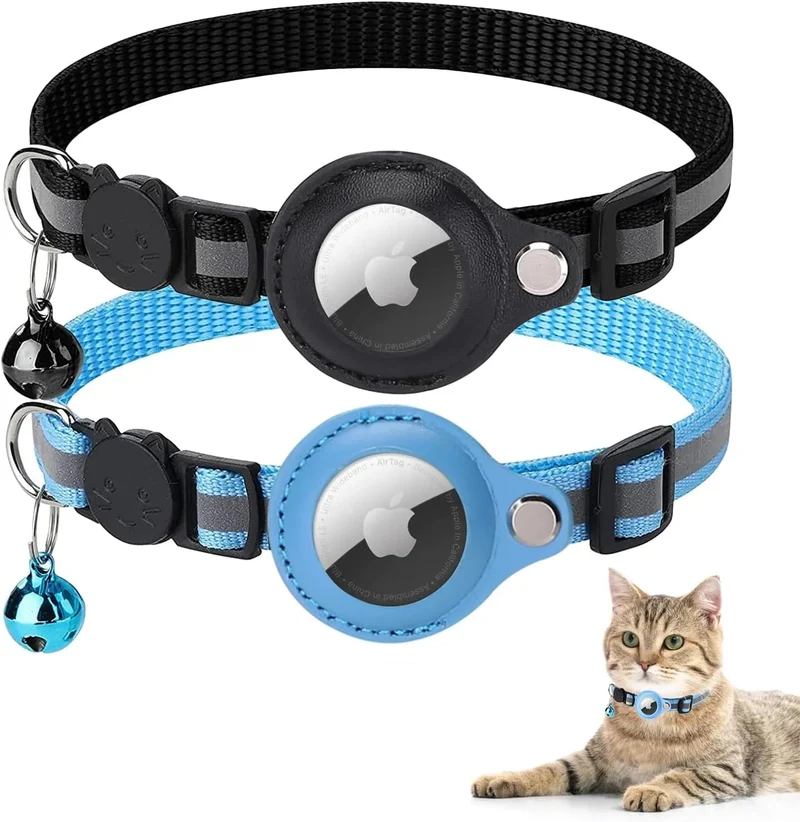 Coleira Refletora para Gatos, para localizador GPS Apple Air Tag (não incluído)