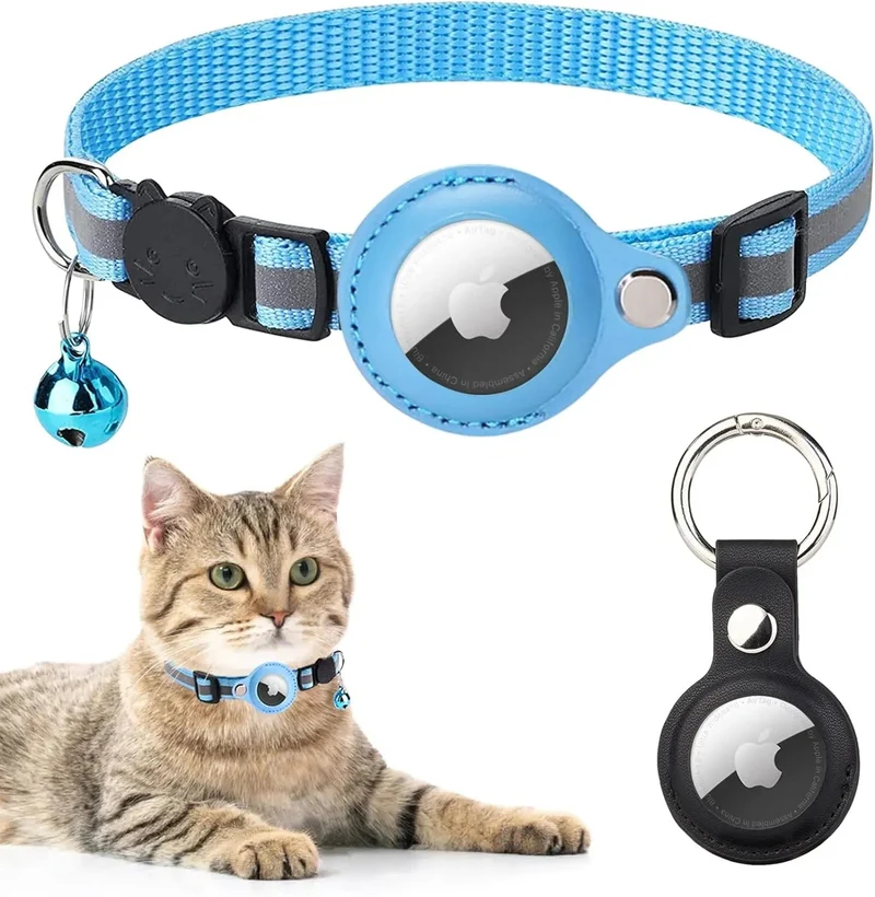 Coleira Refletora para Gatos, para localizador GPS Apple Air Tag (não incluído)