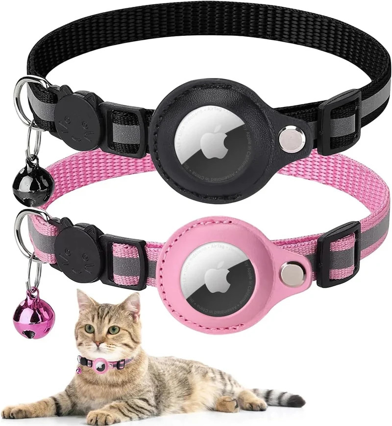 Coleira Refletora para Gatos, para localizador GPS Apple Air Tag (não incluído)