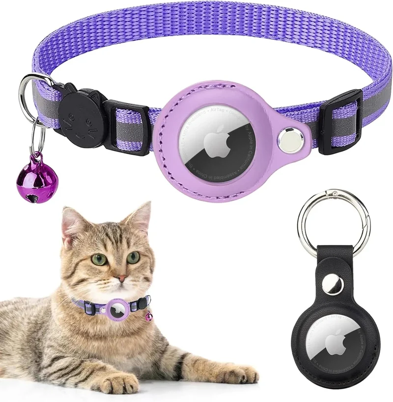 Coleira Refletora para Gatos, para localizador GPS Apple Air Tag (não incluído)