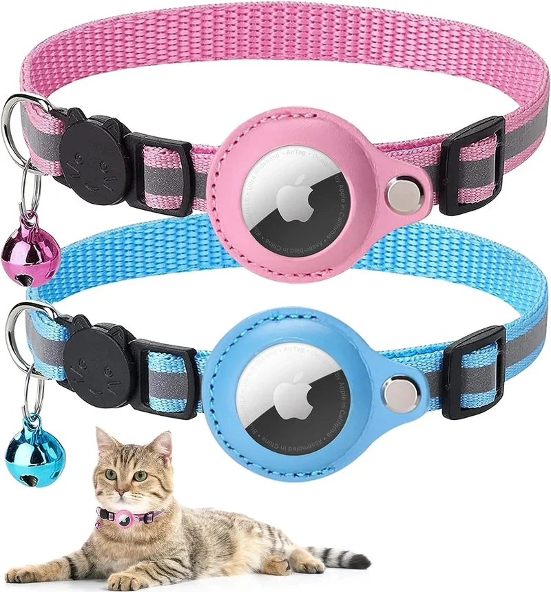 Coleira Refletora para Gatos, para localizador GPS Apple Air Tag (não incluído)
