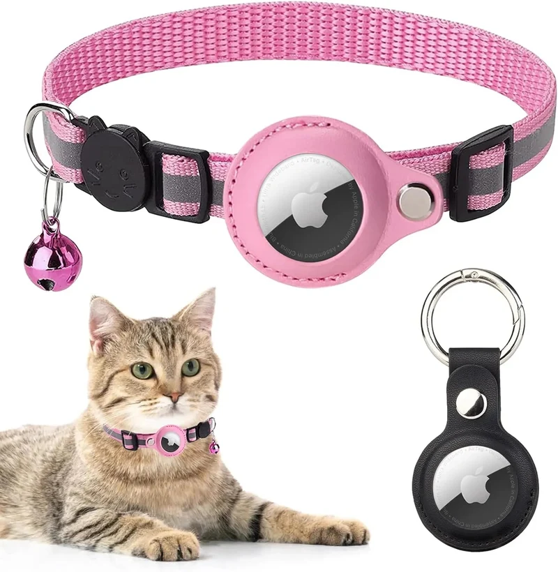 Coleira Refletora para Gatos, para localizador GPS Apple Air Tag (não incluído)