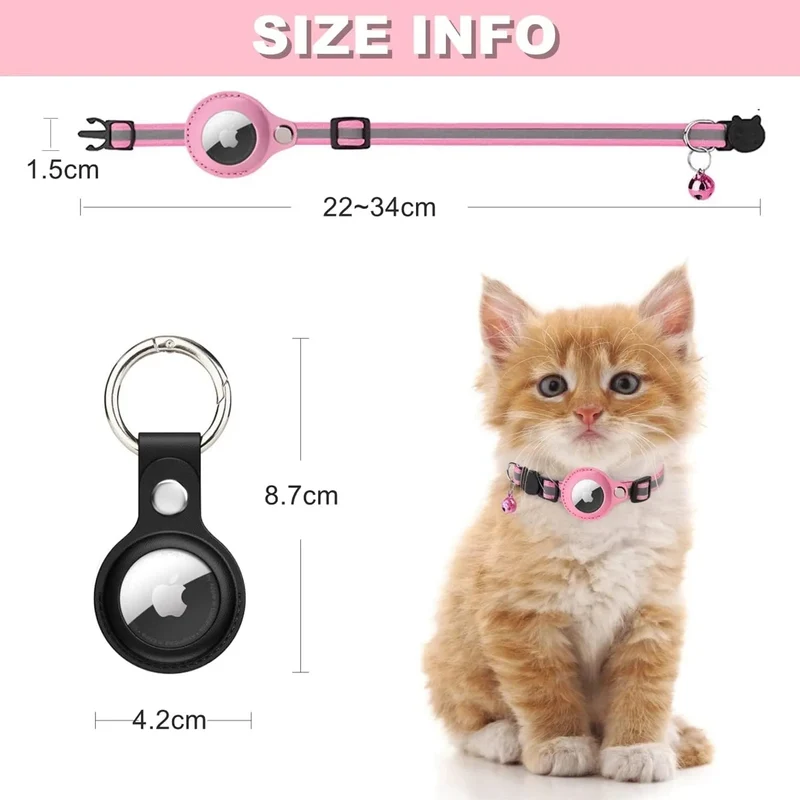 Coleira Refletora para Gatos, para localizador GPS Apple Air Tag (não incluído)