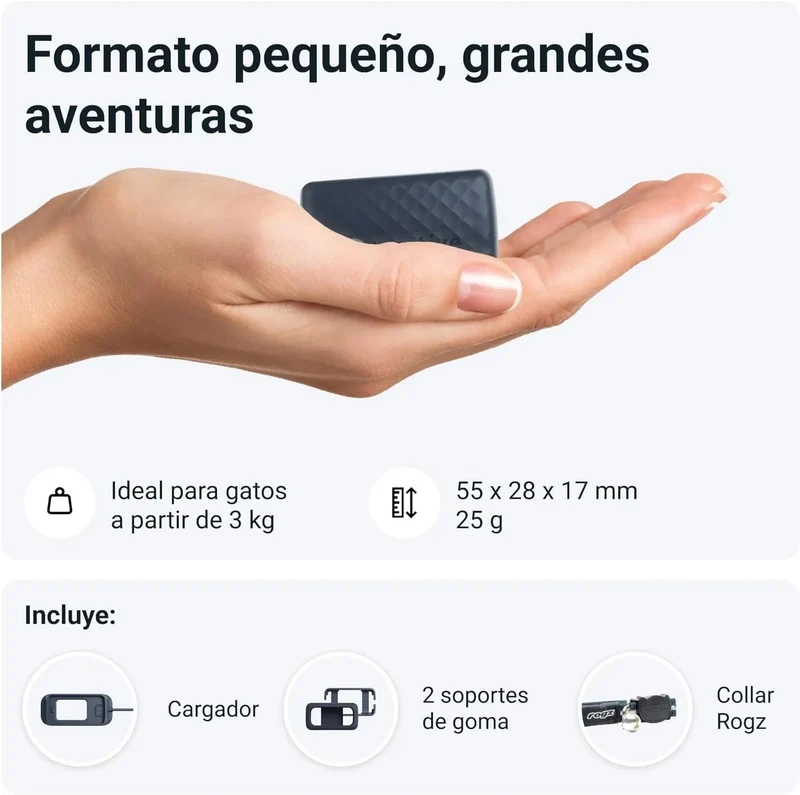 Coleira GPS para Gatos, atualizações de localização 24 horas por dia, 7 dias por semana e análise do território, alerta anti-fuga, distância ilimitada - Tractive CAT Mini