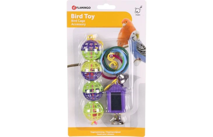 Spielzeugset für Sittiche – Ringball-Laterne – 3-teilig – mehrfarbig
