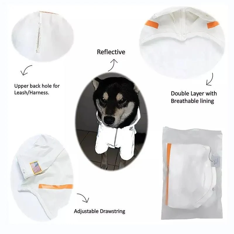 Blusão Impermeável Refletor para Cães de Raças Médias e Grandes