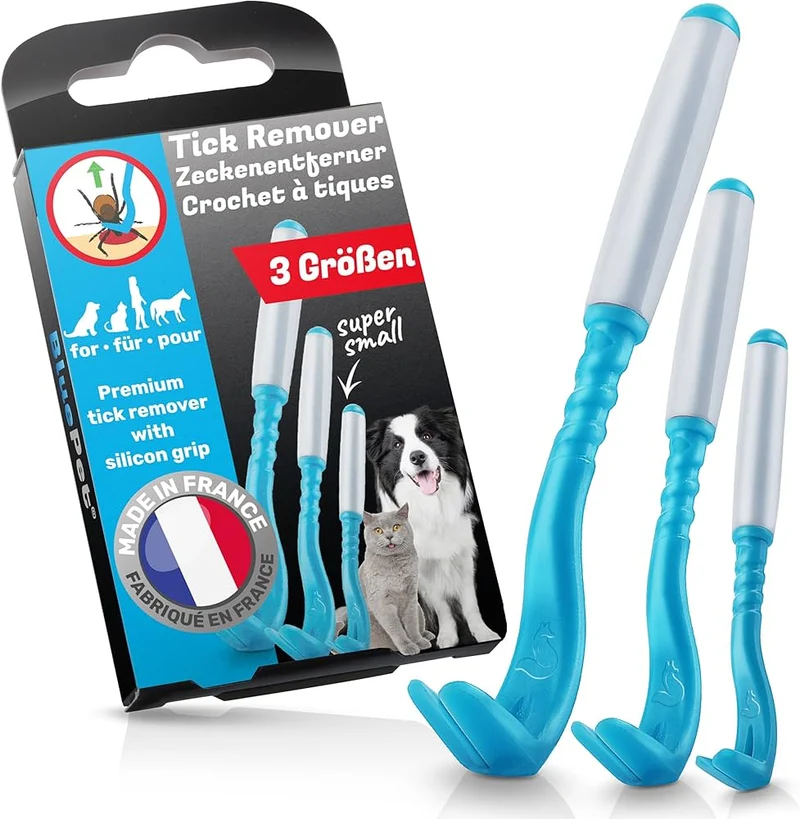 3 x Zeckenhaken, Zeckenentferner blau
