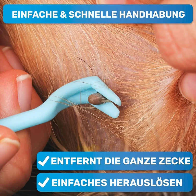 3 x Zeckenhaken, Zeckenentferner blau