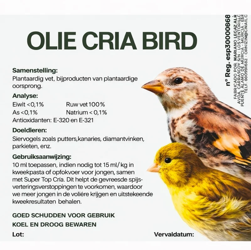 Gesundheitsöl – Oil Cría Bird 250ml – Zuchtöl – Ornizin