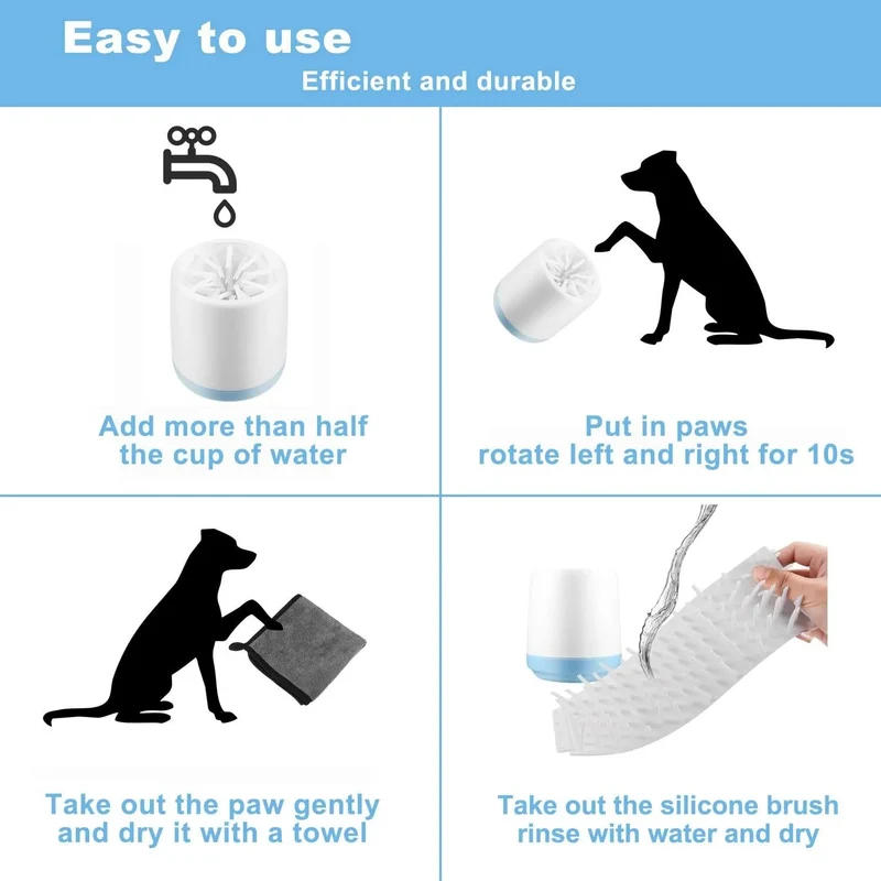 Limpador manual de patas para cão pequeno, com oferta de escova de dentes e toalha