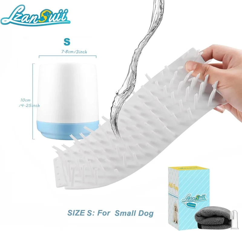 Limpador manual de patas para cão pequeno, com oferta de escova de dentes e toalha