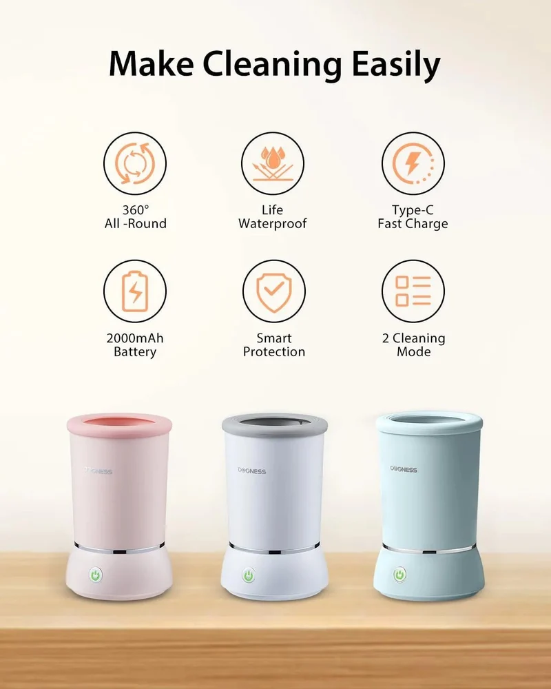 Limpador de patas para cão DOGNESS, com silicone macio, carregamento rápido USB