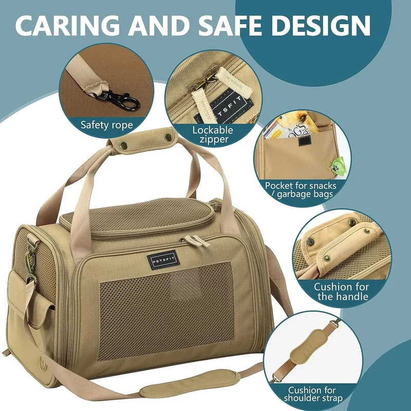 Transportadora para cão ou gato, dobrável, com alça de ombro ajustável