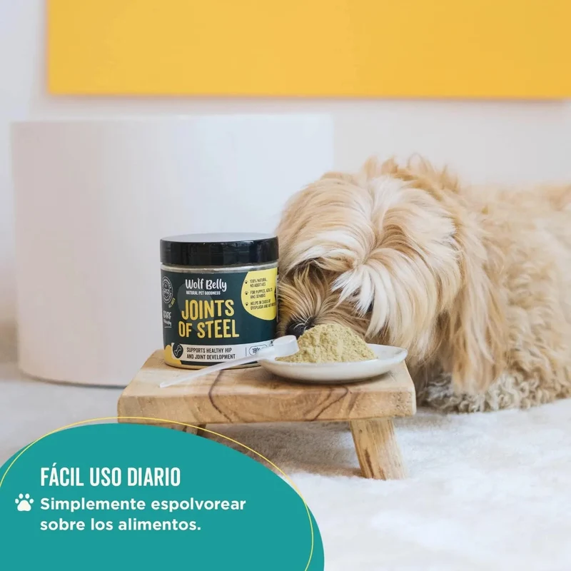Suplemento condroprotetor e anti-inflamatório - Alivia e evita a dor de articulações de cães e gatos - 100 % natural - Wolf Belly Joints of Steel
