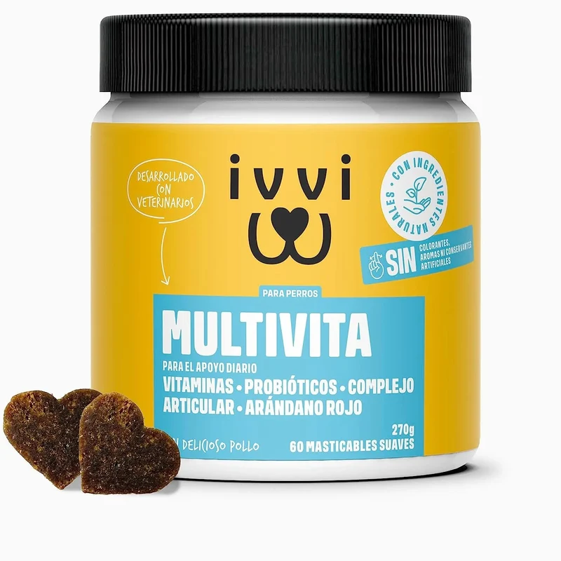 Multivitaminas - Complemento alimentar Multivitamínico para cães - cuidado completo para uma vida feliz do cão - 60 biscoitos de frango (270 g)