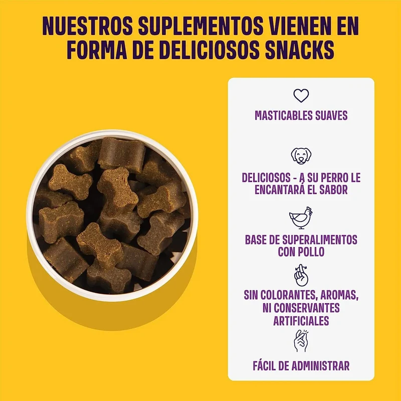 Calming – Suplemento Calmante para Cães | Anti-Stress & Ansiedade | 60 Golosinas de Frango