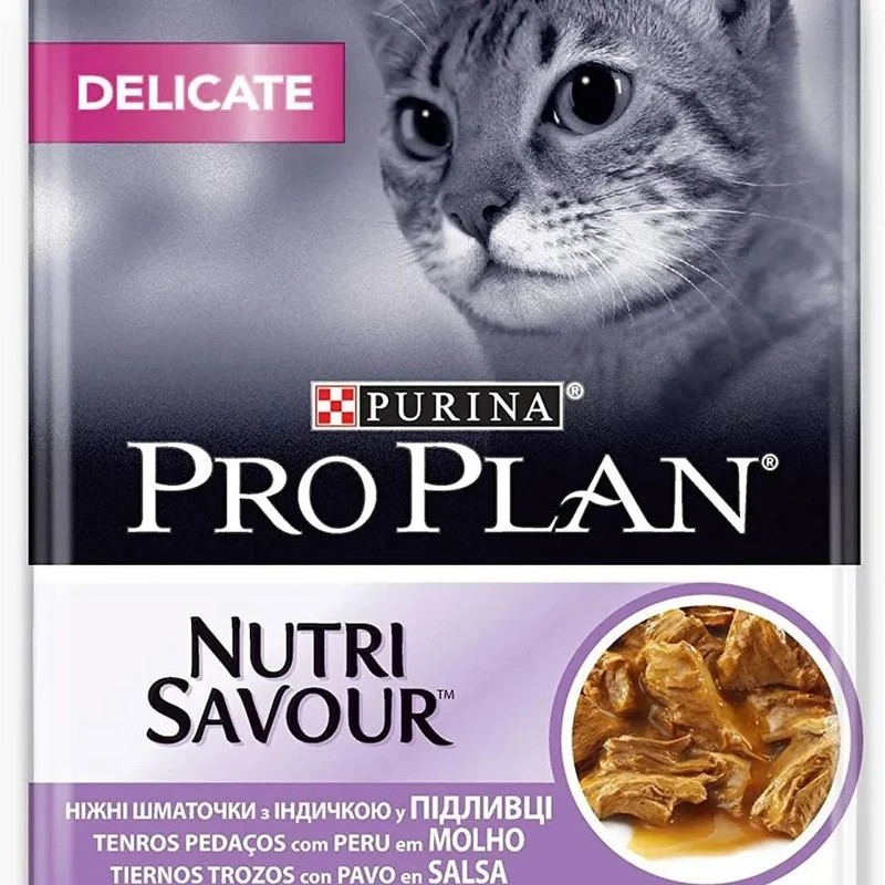 Purina Pro Plan Comida húmida para gato adulto com digestão sensível pacote sortido, 4 embalagens de 10 saquetas de 85 g = 40 Saquetas = 3,4 Quilos