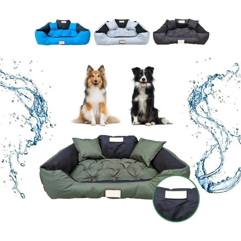 CAMA PERSONALIZÁVEL para cães grandes e médios, 3 côres disponíveis, lavável e anti-mordidas, com 2 almofadas