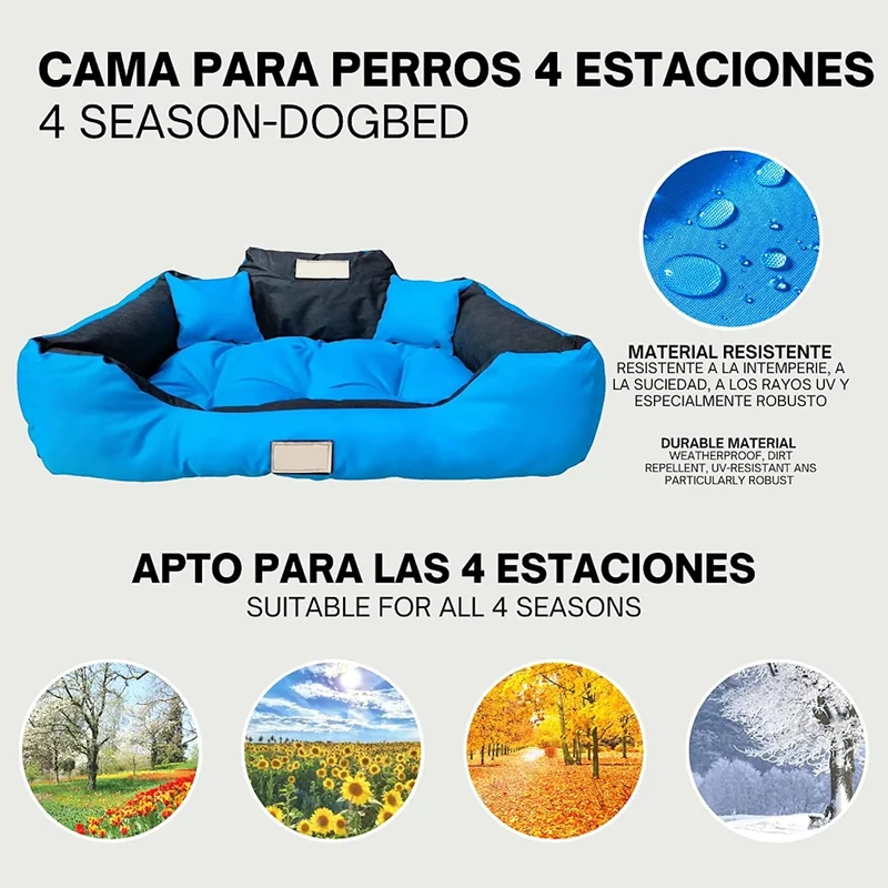 CAMA PERSONALIZÁVEL para cães grandes e médios, 3 côres disponíveis, lavável e anti-mordidas, com 2 almofadas