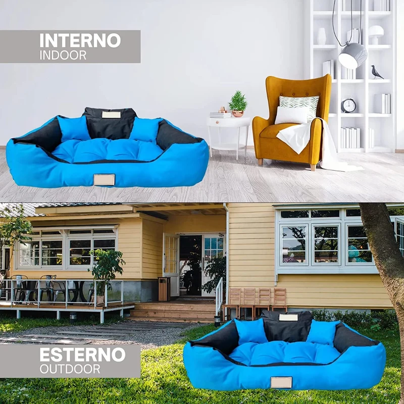CAMA PERSONALIZÁVEL para cães grandes e médios, 3 côres disponíveis, lavável e anti-mordidas, com 2 almofadas