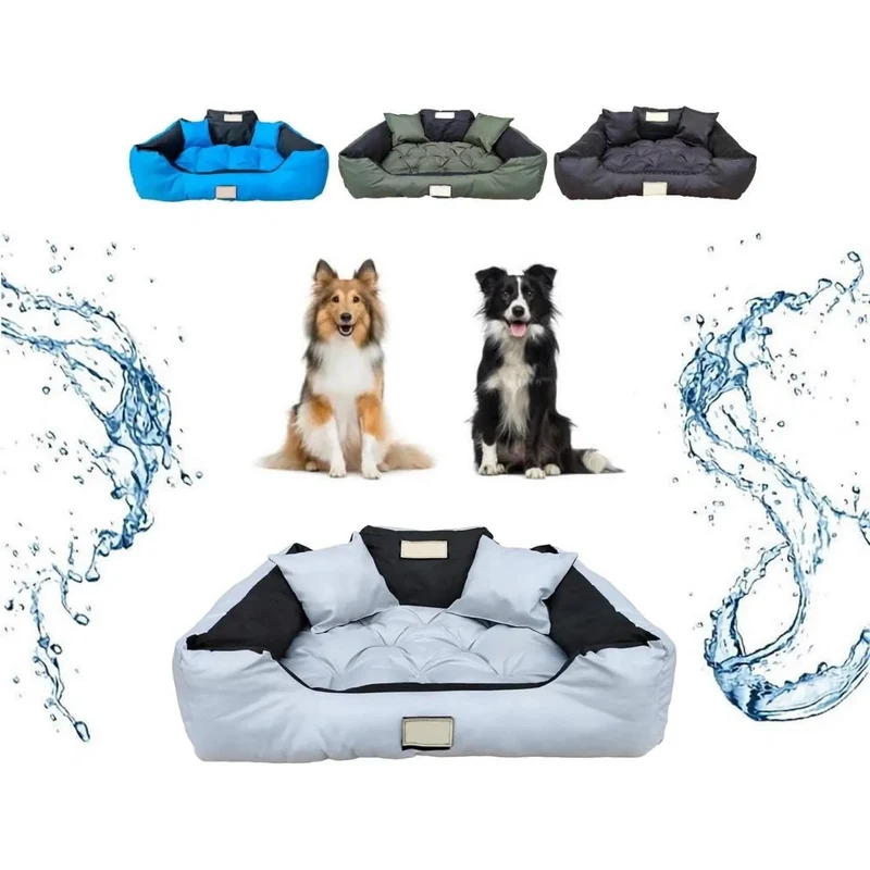 CAMA PERSONALIZÁVEL para cães grandes e médios, 3 côres disponíveis, lavável e anti-mordidas, com 2 almofadas