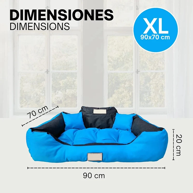 CAMA PERSONALIZÁVEL para cães grandes e médios, 3 côres disponíveis, lavável e anti-mordidas, com 2 almofadas