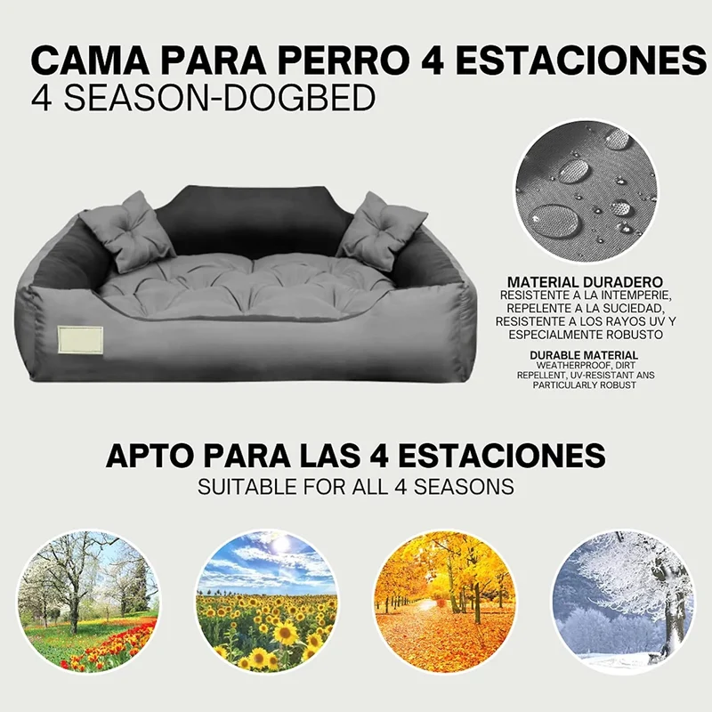 CAMA PERSONALIZÁVEL para cães grandes e médios, anti-mordidas, lavável, com 2 almofadas